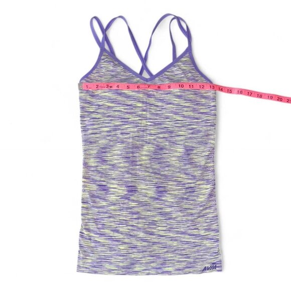 Avia Purple and Lime Green Cross Strap Athletic Workout Tank Top - Picture 4 of 4